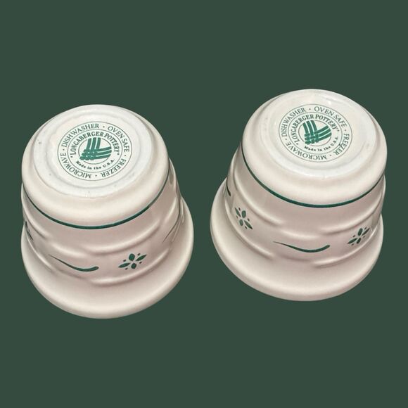 Longaberger Pottery Woven Traditions Heritage Green Lot of 2 VOTIVE CUPS - Picture 3 of 6